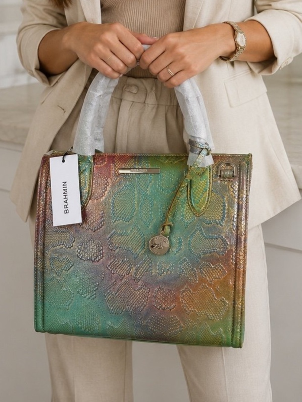 Brahmin small Caroline all over snake genuine leather